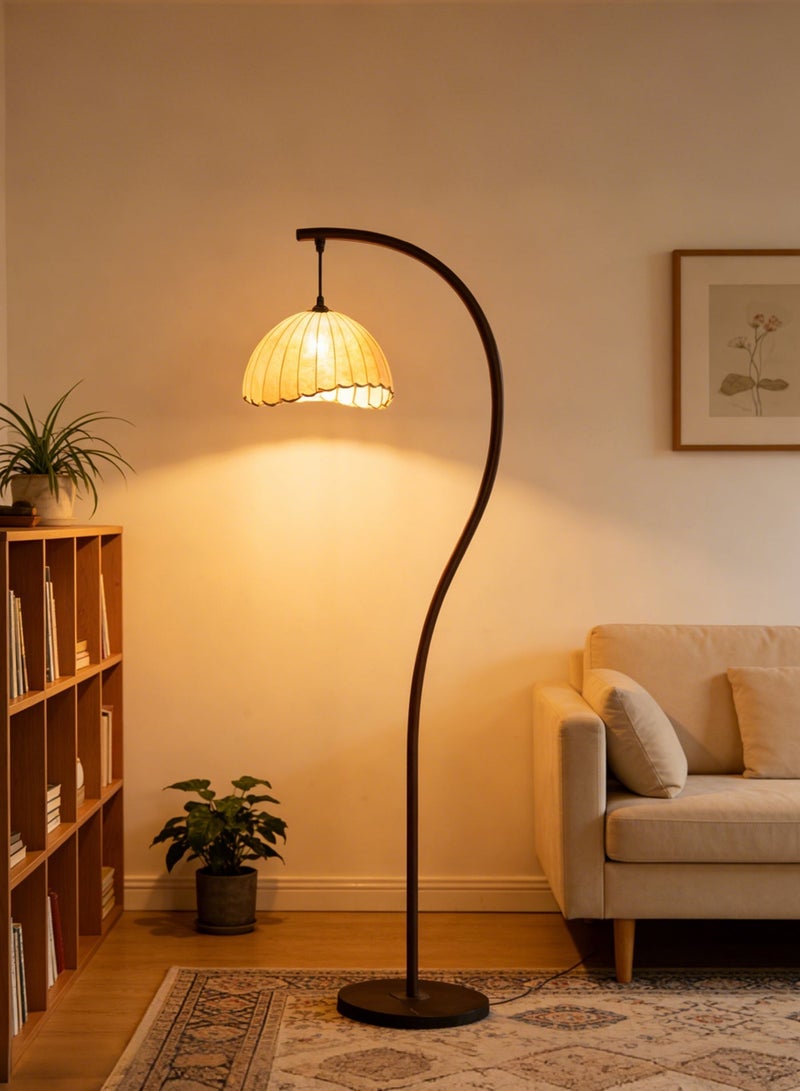 مصباح أرضي عتيق، مصباح أرضي فريد من نوعه بلون الخيزران مع جهاز تحكم عن بعد، مصباح أرضي معلق بوهيمي بقوة 12 وات مع نمط الروطان العتيق، ديكور داخلي عمودي قائم - Image 5